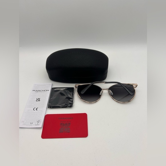 Salvatore Ferragamo Women Sunglasses Silver/ Grey Full Rim Frame SF264S 785 New - Picture 4 of 12